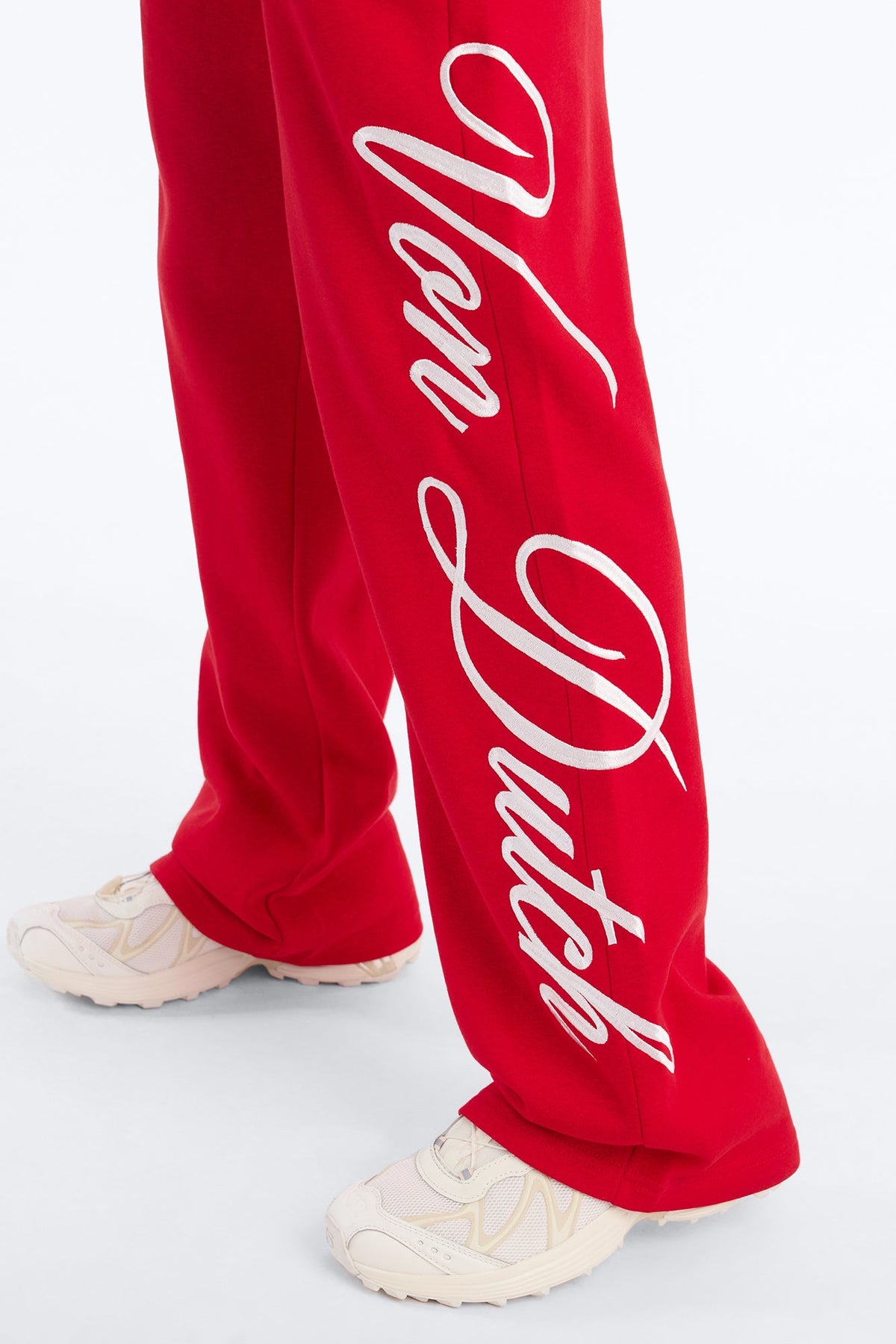 Von Dutch Script Contrast Stitch Sweatpants - Red