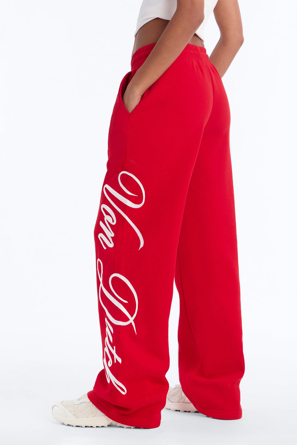 Von Dutch Script Contrast Stitch Sweatpants - Red