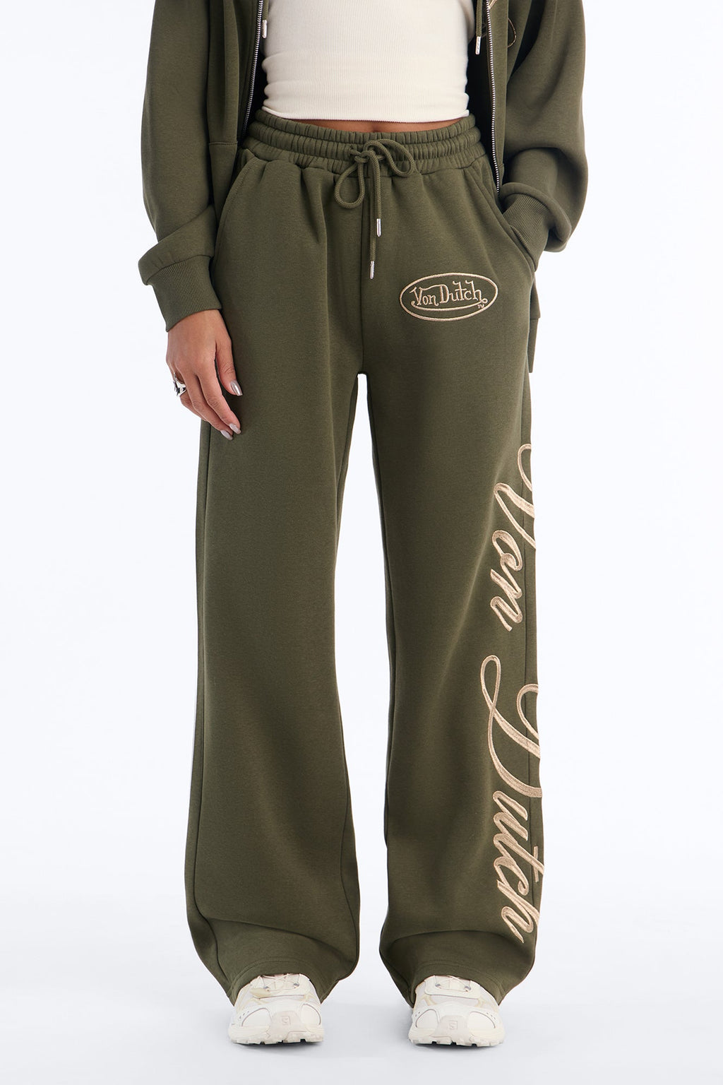 Von Dutch Gold Status Script Sweatpants - Olive