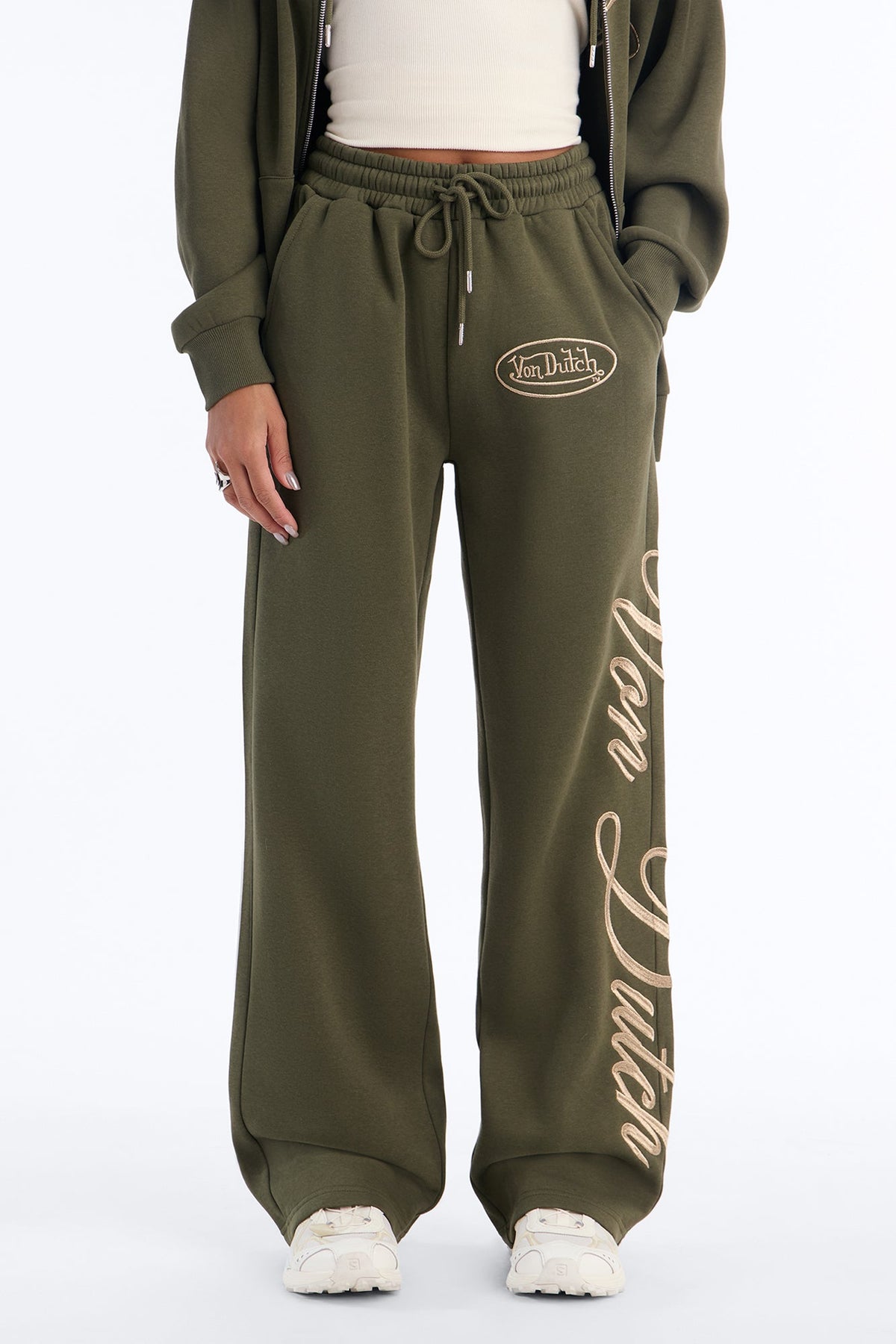 Von Dutch Gold Status Script Sweatpants - Olive