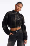 Von Dutch Sherpa Camo Cropped Jacket - Olive/combo