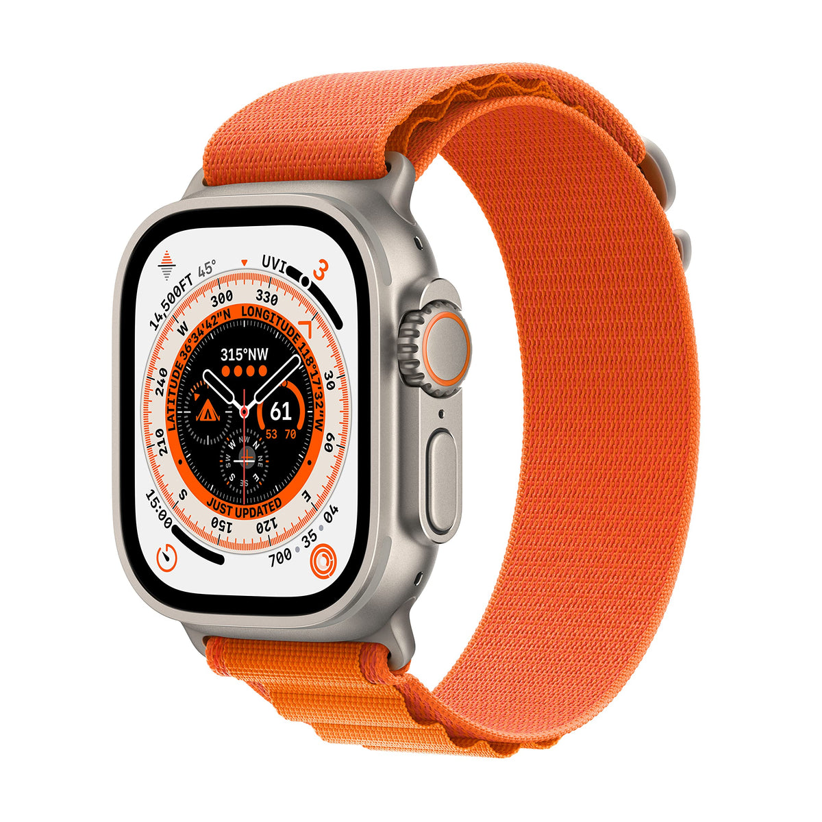 Apple Watch Ultra 49MM GPS + Cellular - Orange Alpine Loop - Small - Titanium - MNHA3LL/A