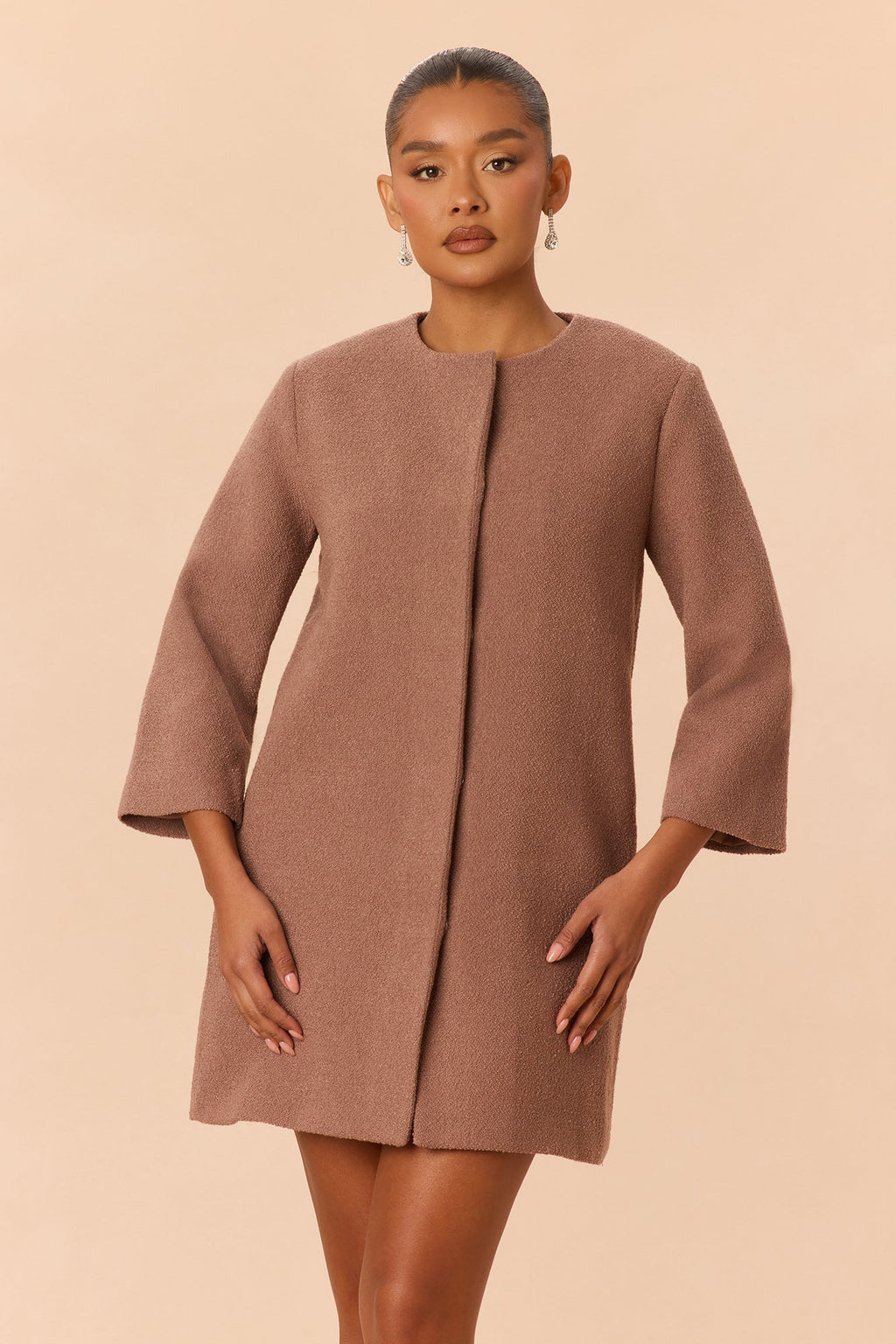 Sienna Long Sleeve Coat - Mocha