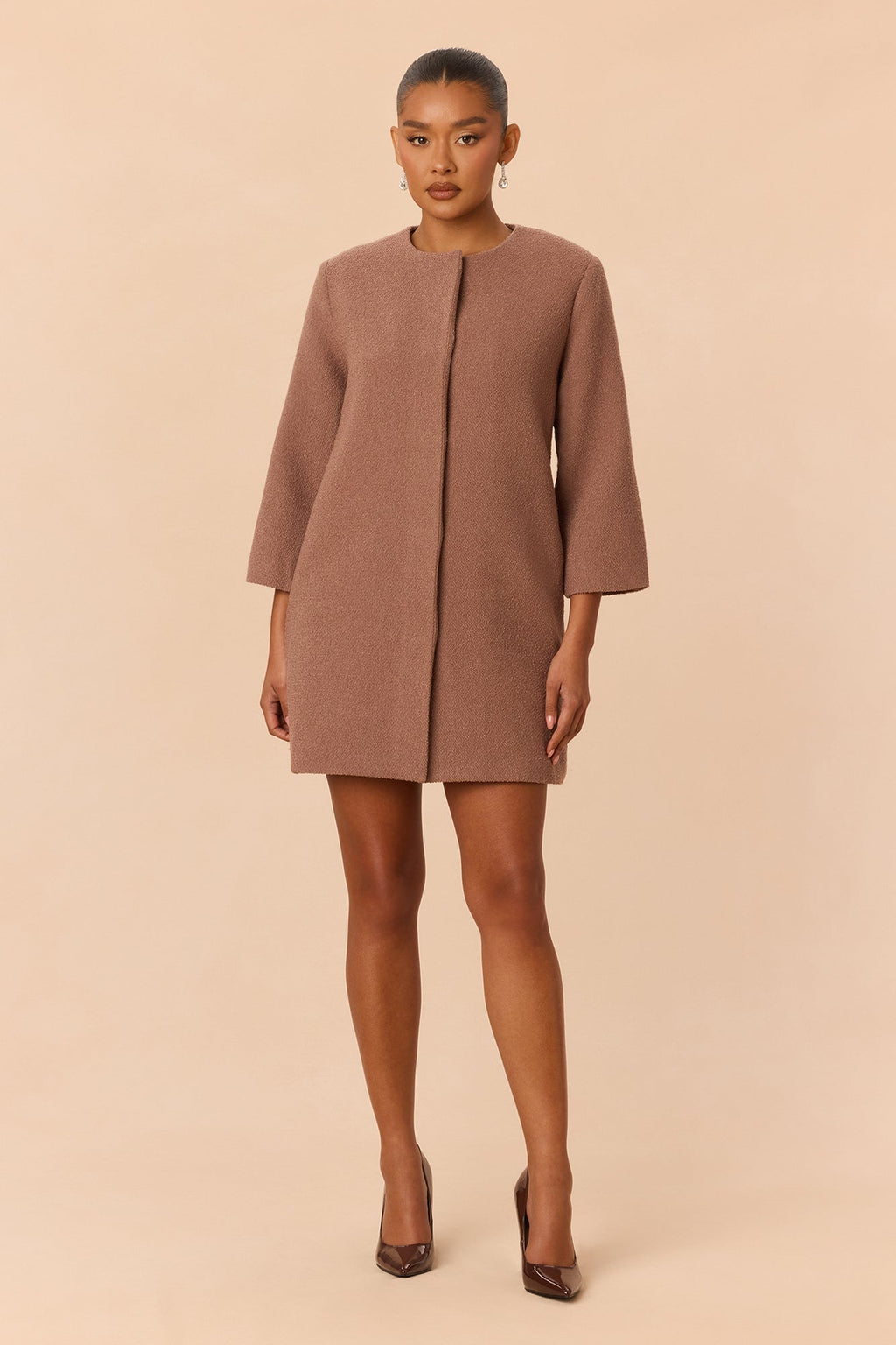 Sienna Long Sleeve Coat - Mocha