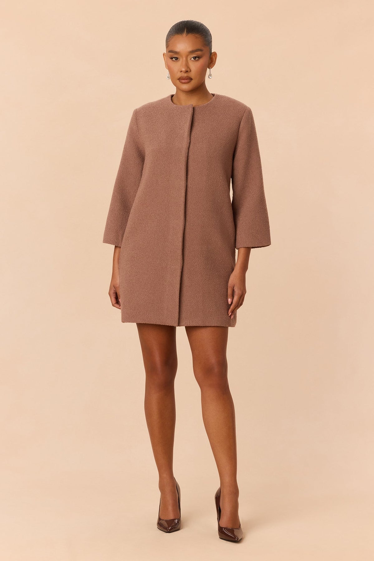 Sienna Long Sleeve Coat - Mocha