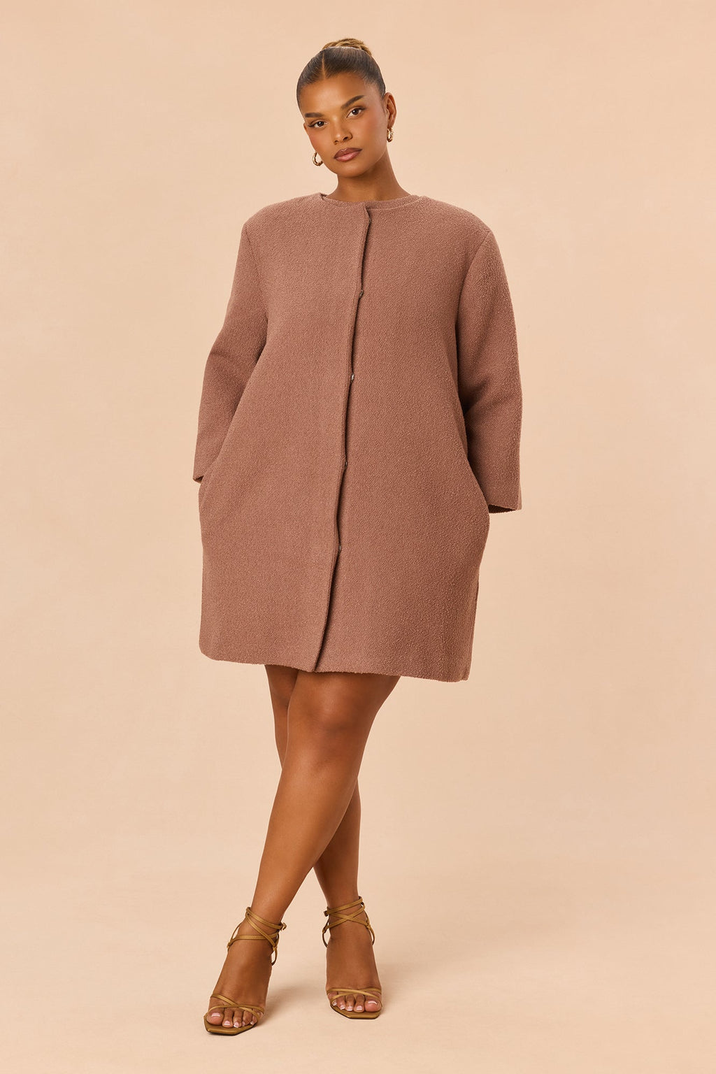 Sienna Long Sleeve Coat - Mocha