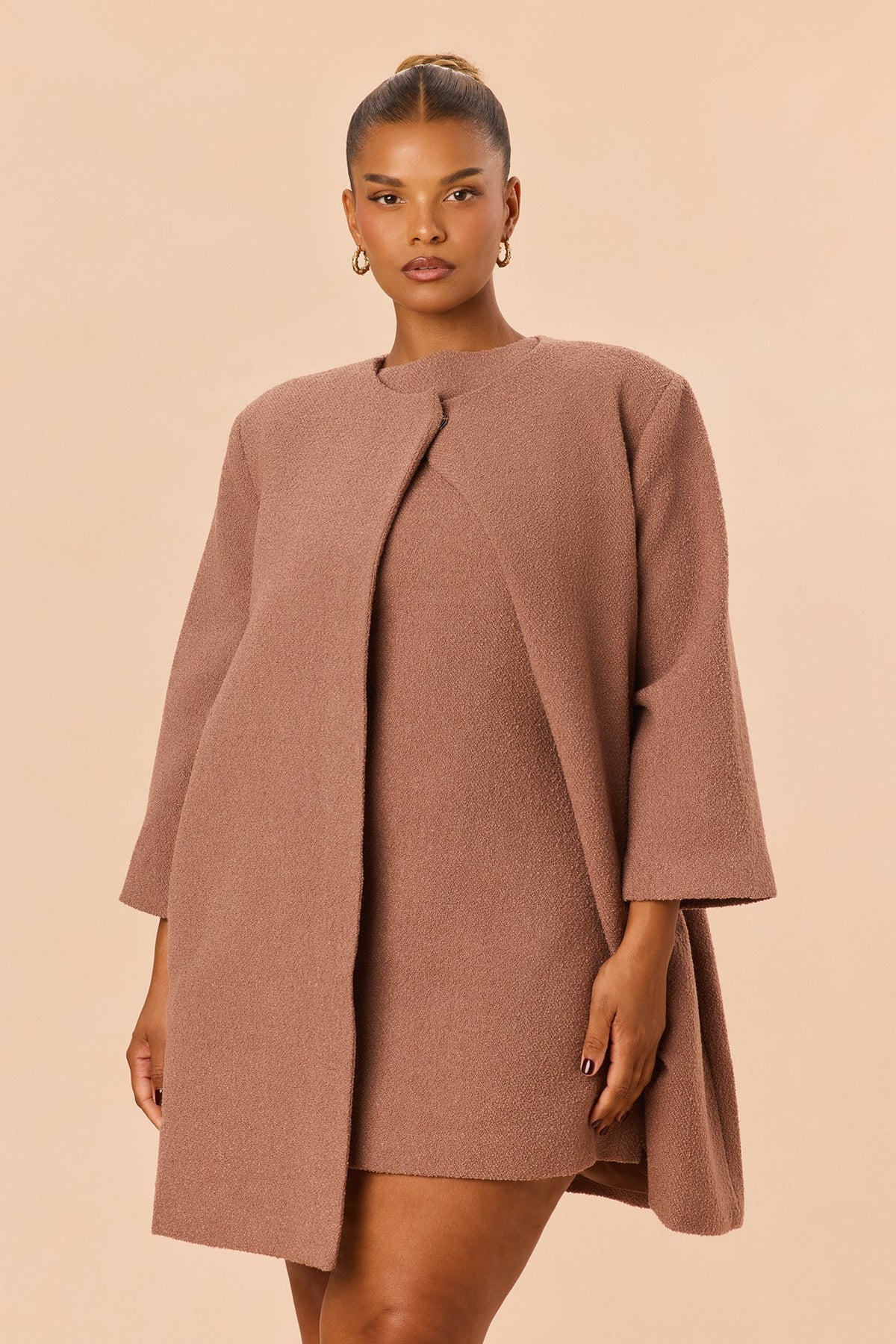 Sienna Long Sleeve Coat - Mocha