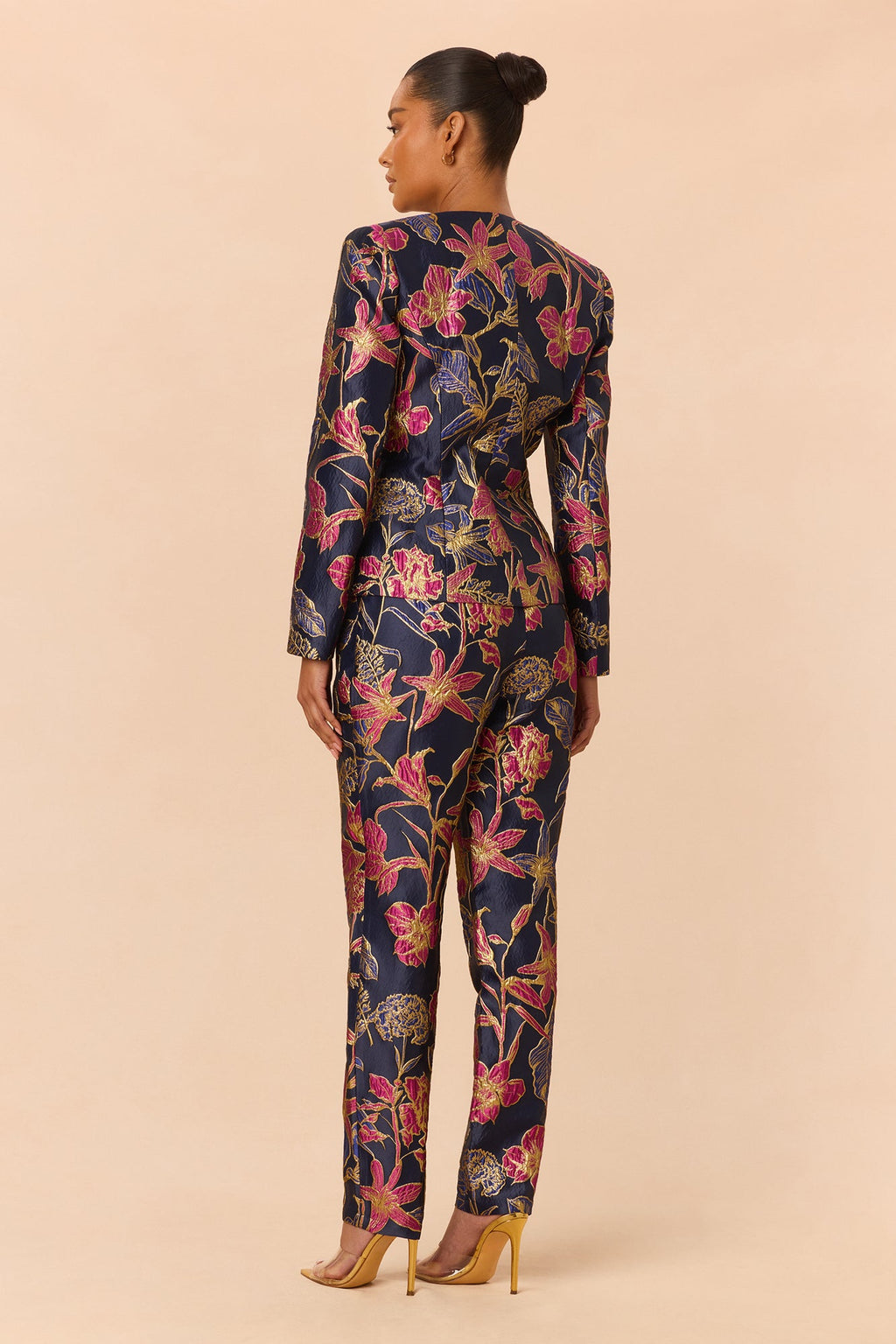 Brina Jacquard Pant Set - Navy/combo