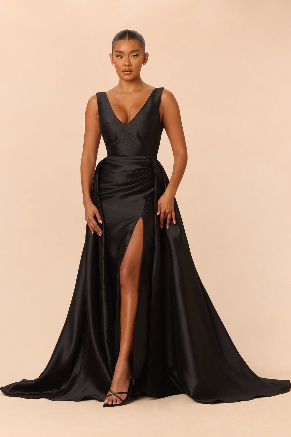 Lovers Lane Sleeveless Taffeta Gown - Black