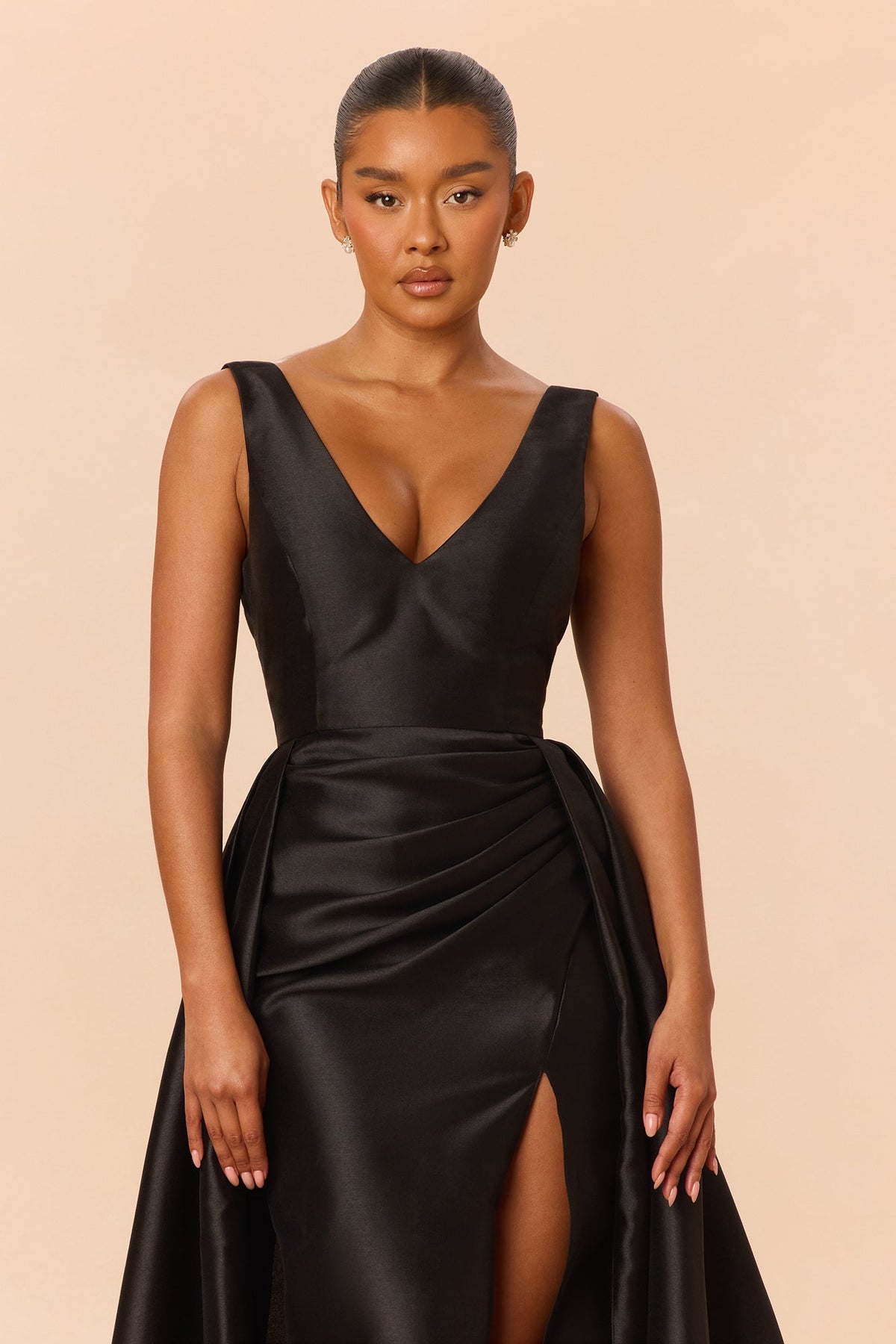 Lovers Lane Sleeveless Taffeta Gown - Black