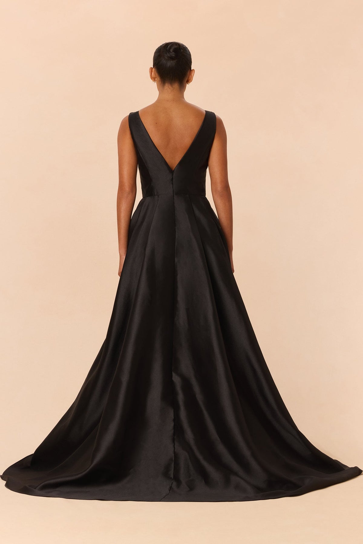 Lovers Lane Sleeveless Taffeta Gown - Black
