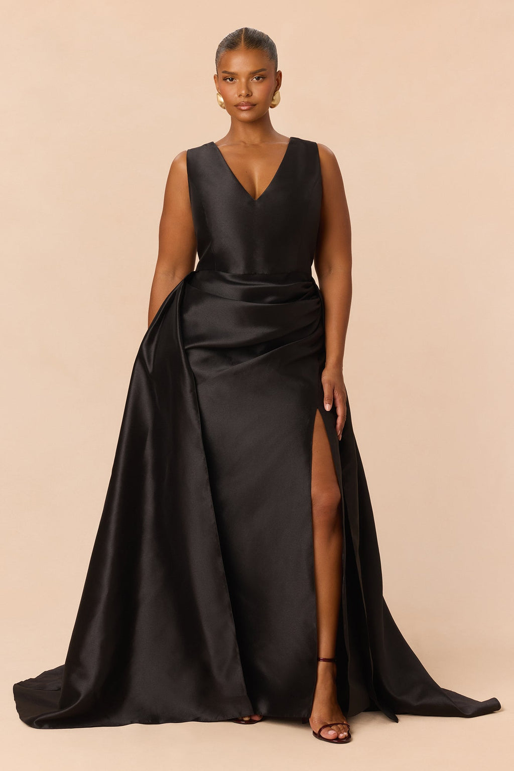 Lovers Lane Sleeveless Taffeta Gown - Black
