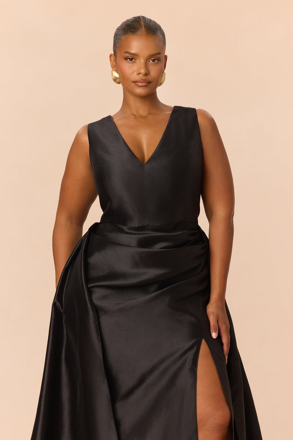 Lovers Lane Sleeveless Taffeta Gown - Black