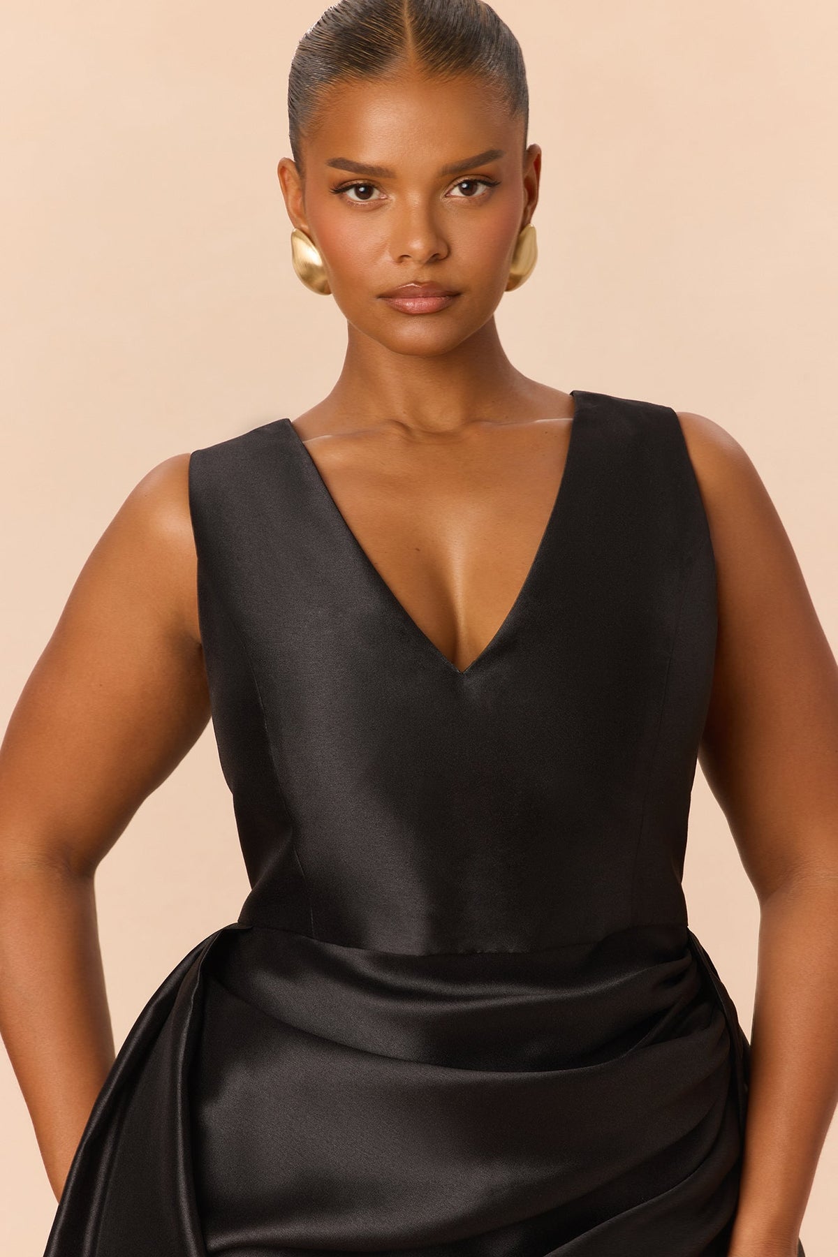 Lovers Lane Sleeveless Taffeta Gown - Black