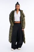All Bundled Up Puffer Maxi Coat - Olive