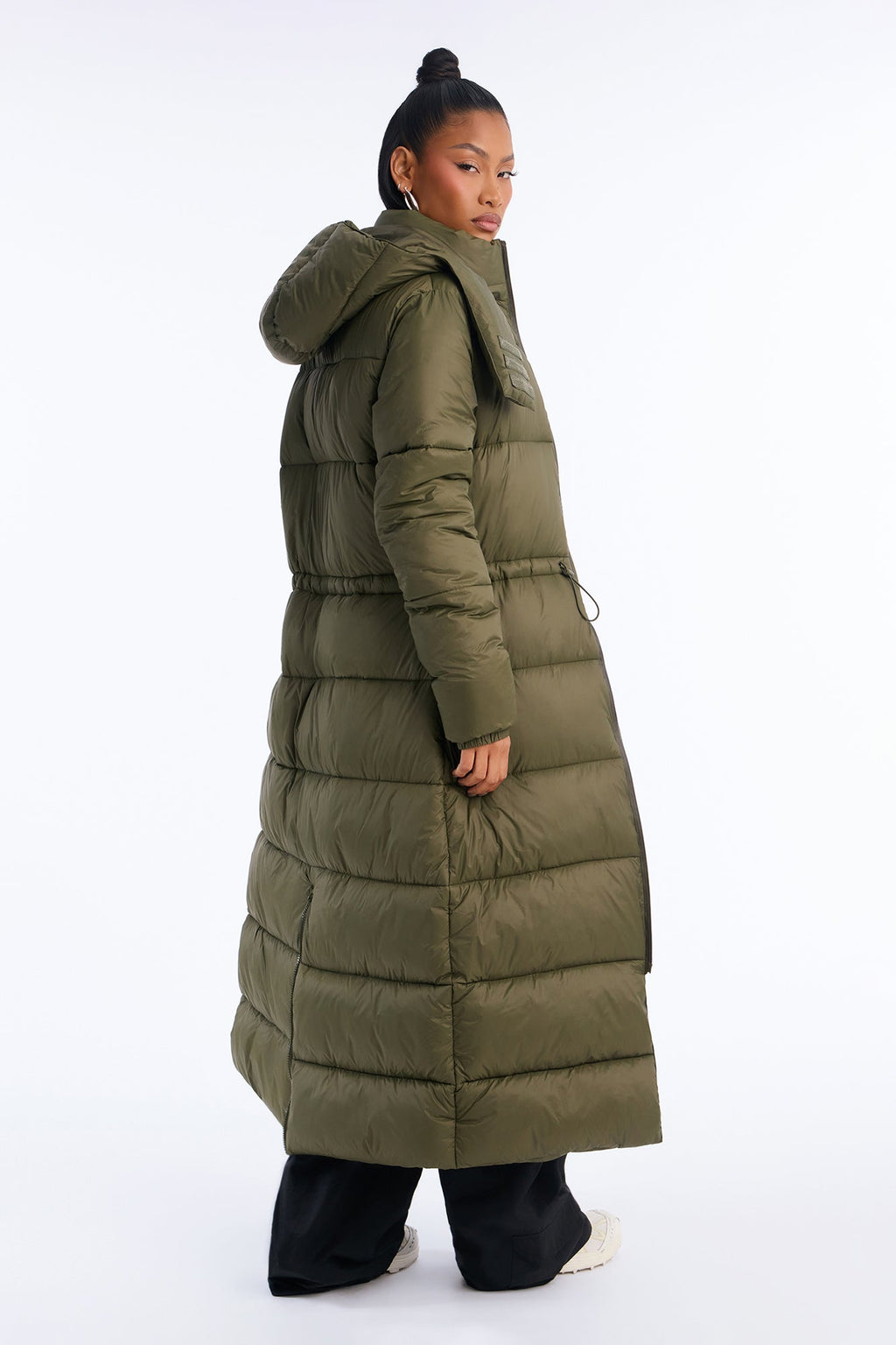 All Bundled Up Puffer Maxi Coat - Olive