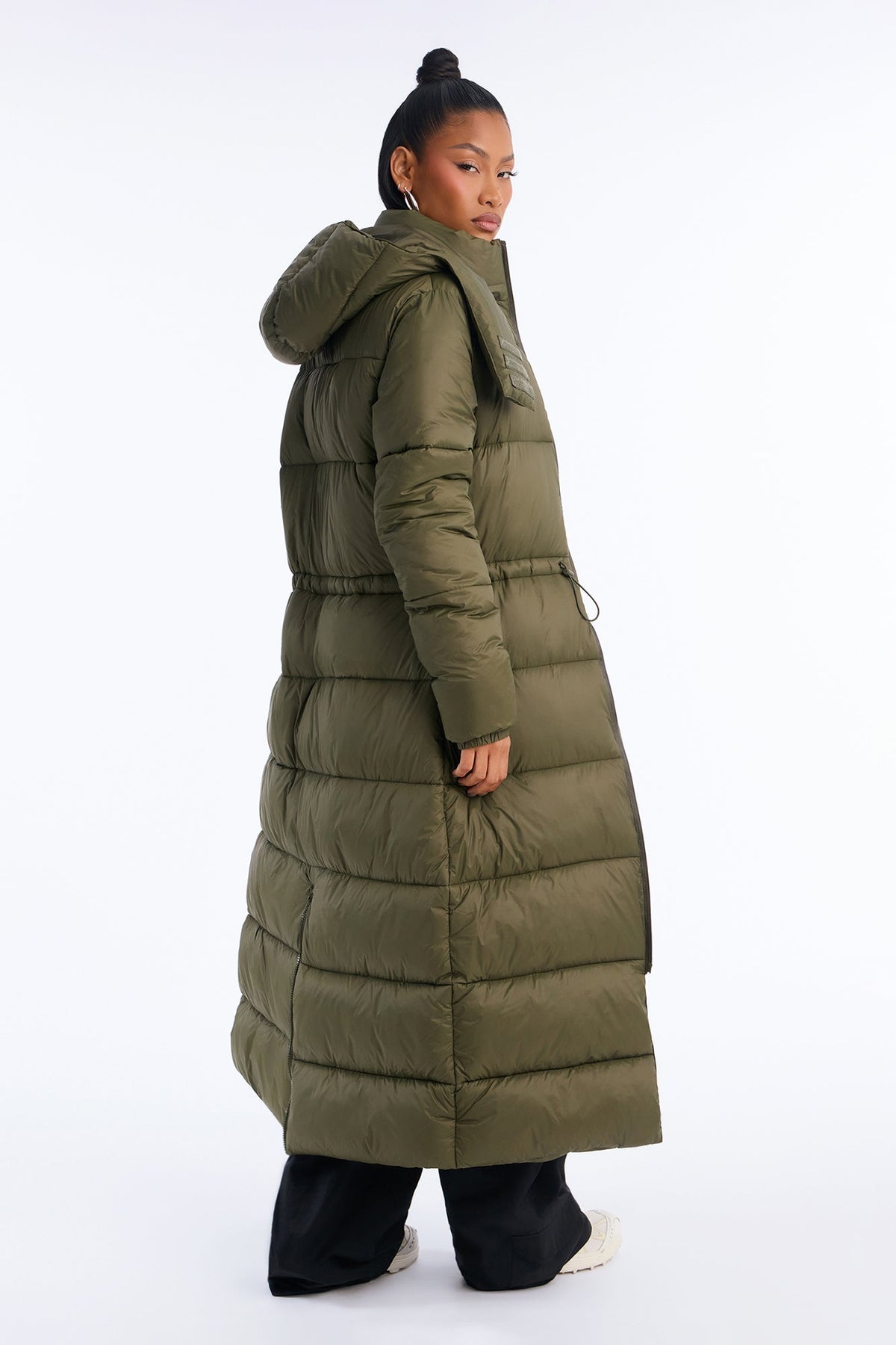 All Bundled Up Puffer Maxi Coat - Olive