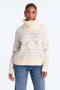 Ski Getaway Turtle Neck Pullover Sweater - Cream/combo