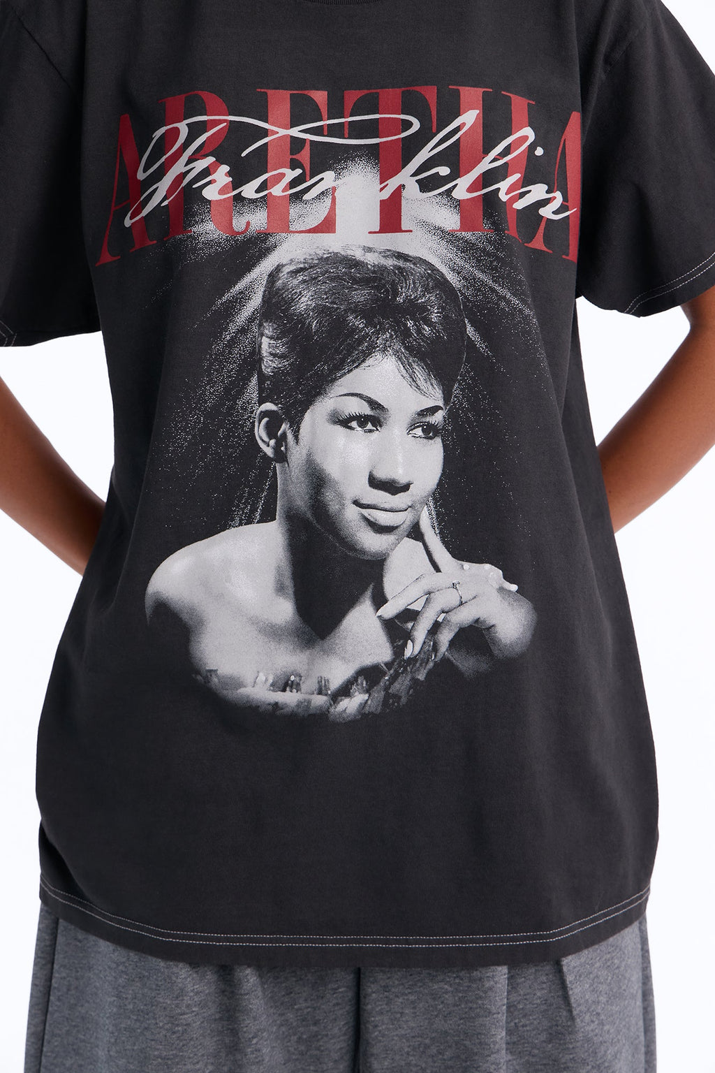 Aretha Franklin Shining Aura Washed Tee - Black