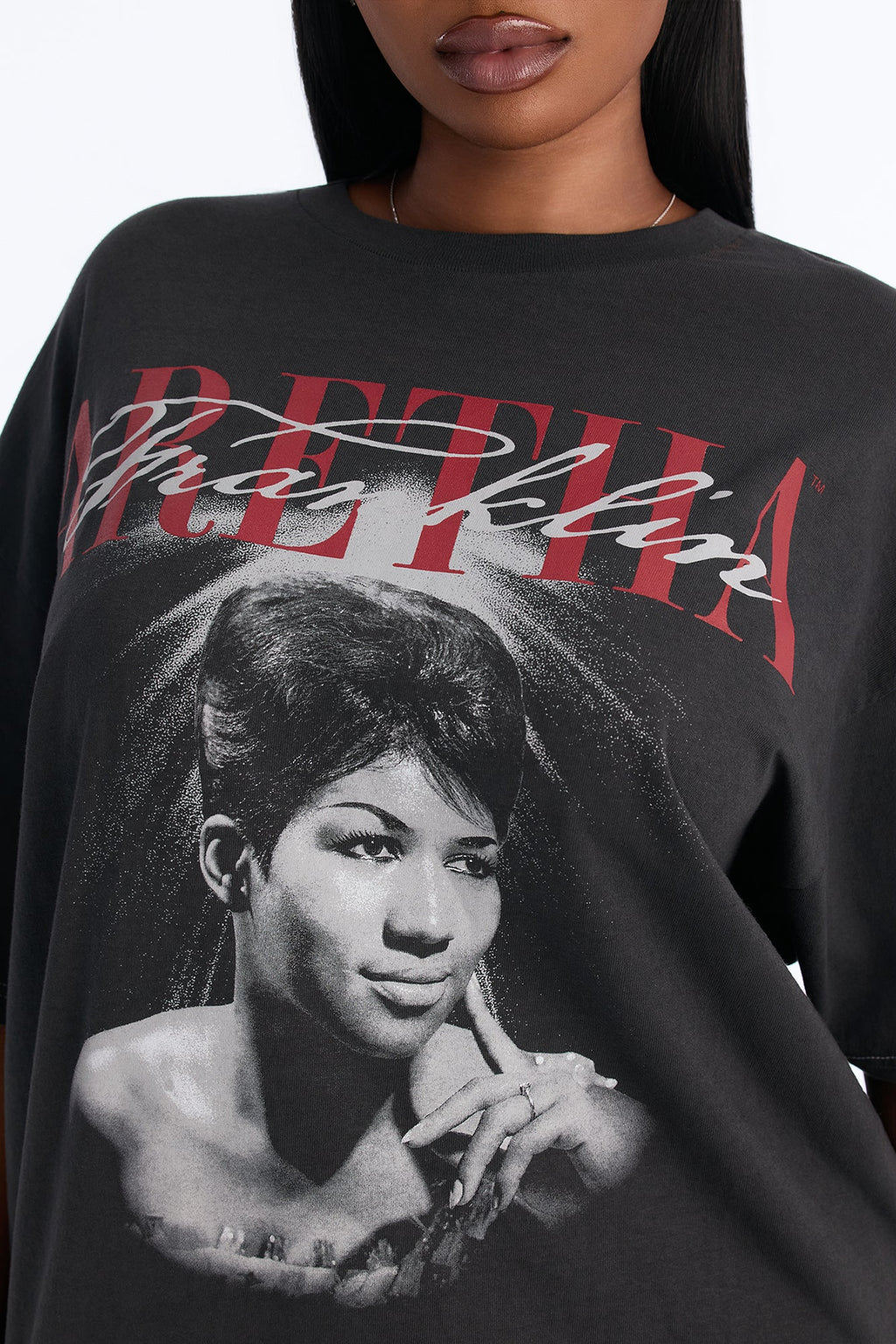 Aretha Franklin Shining Aura Washed Tee - Black