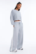 Go With The Flow Bubble Hem Fleece Pant Set - Heather Grey