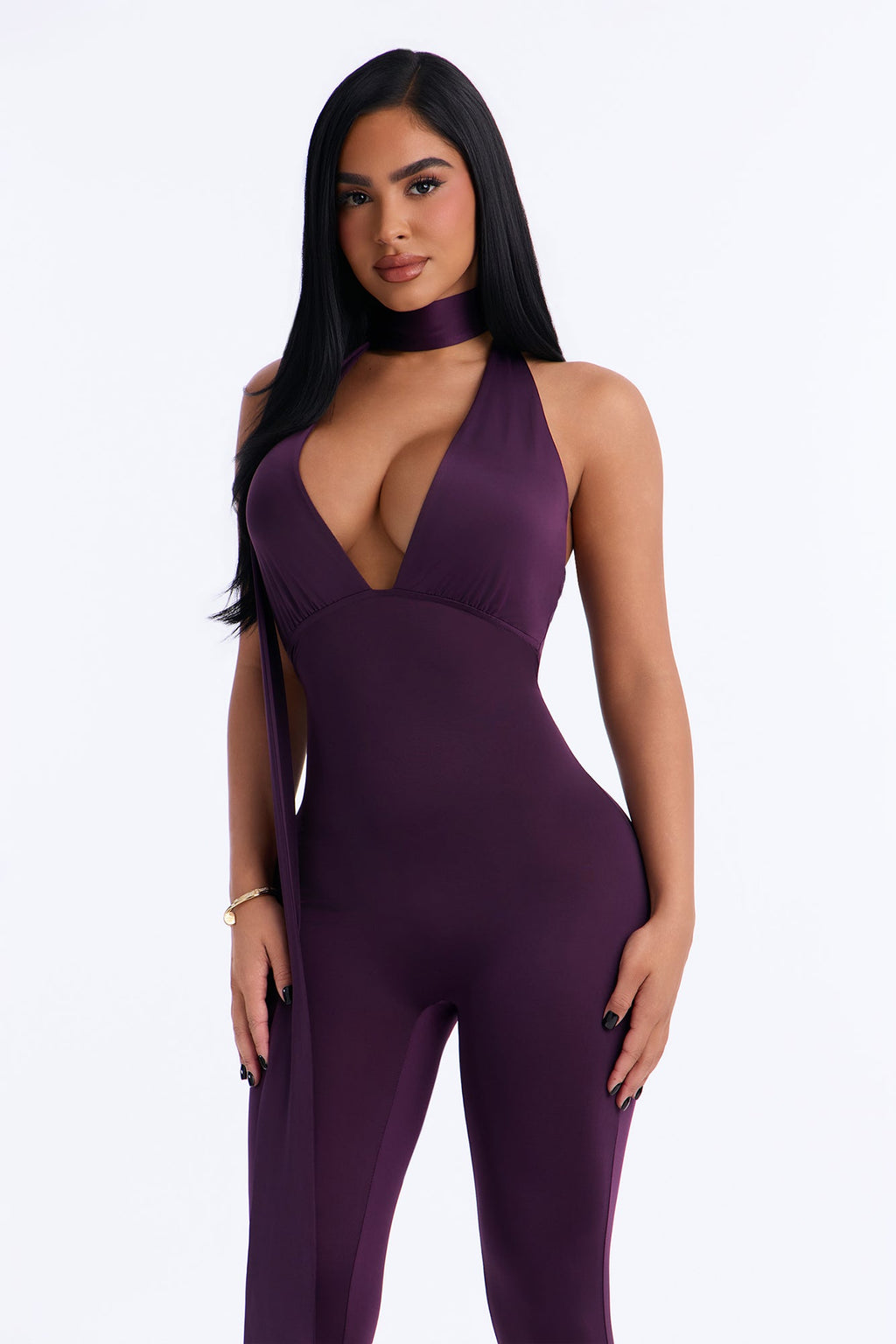 Arlene Skinny Leg Jumpsuit - Plum