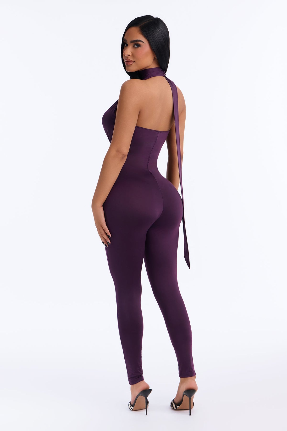 Arlene Skinny Leg Jumpsuit - Plum