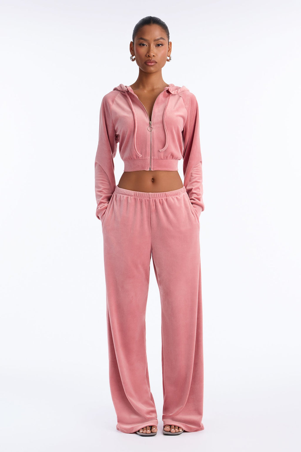 Trendsetter Energy Velour Pant Set - Mauve
