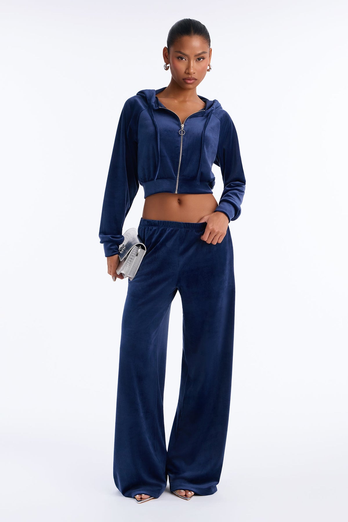 Trendsetter Energy Velour Pant Set - Navy