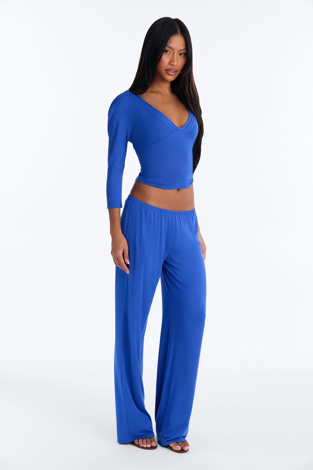 Frankie 3/4 Sleeve Pant Set - Blue