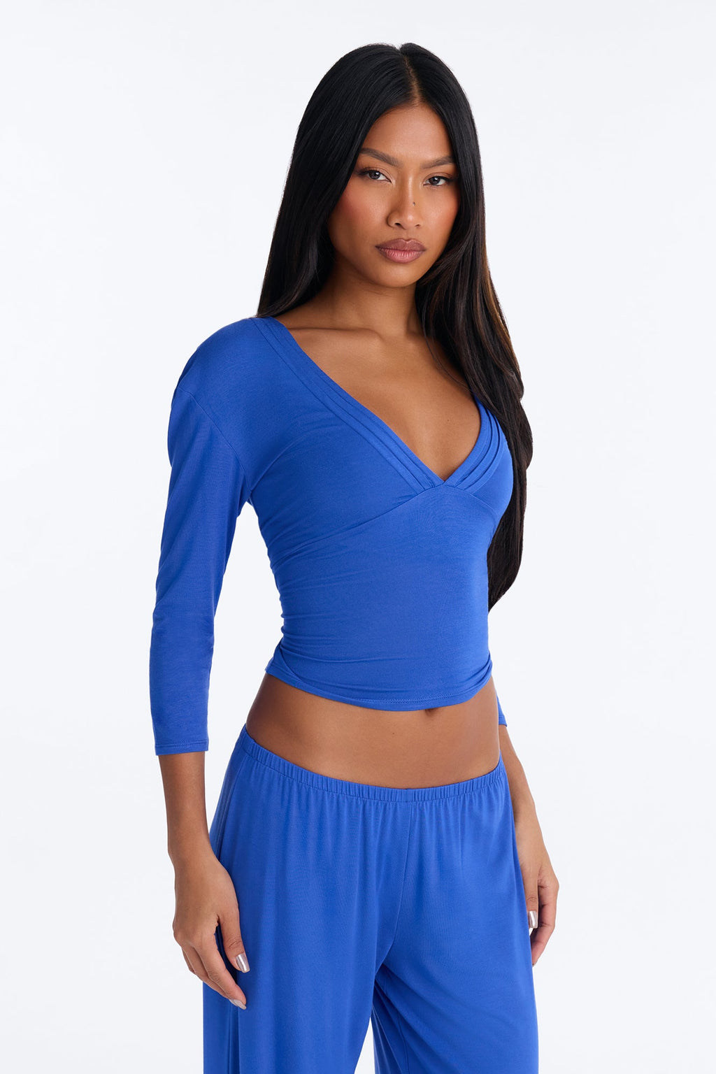 Frankie 3/4 Sleeve Pant Set - Blue