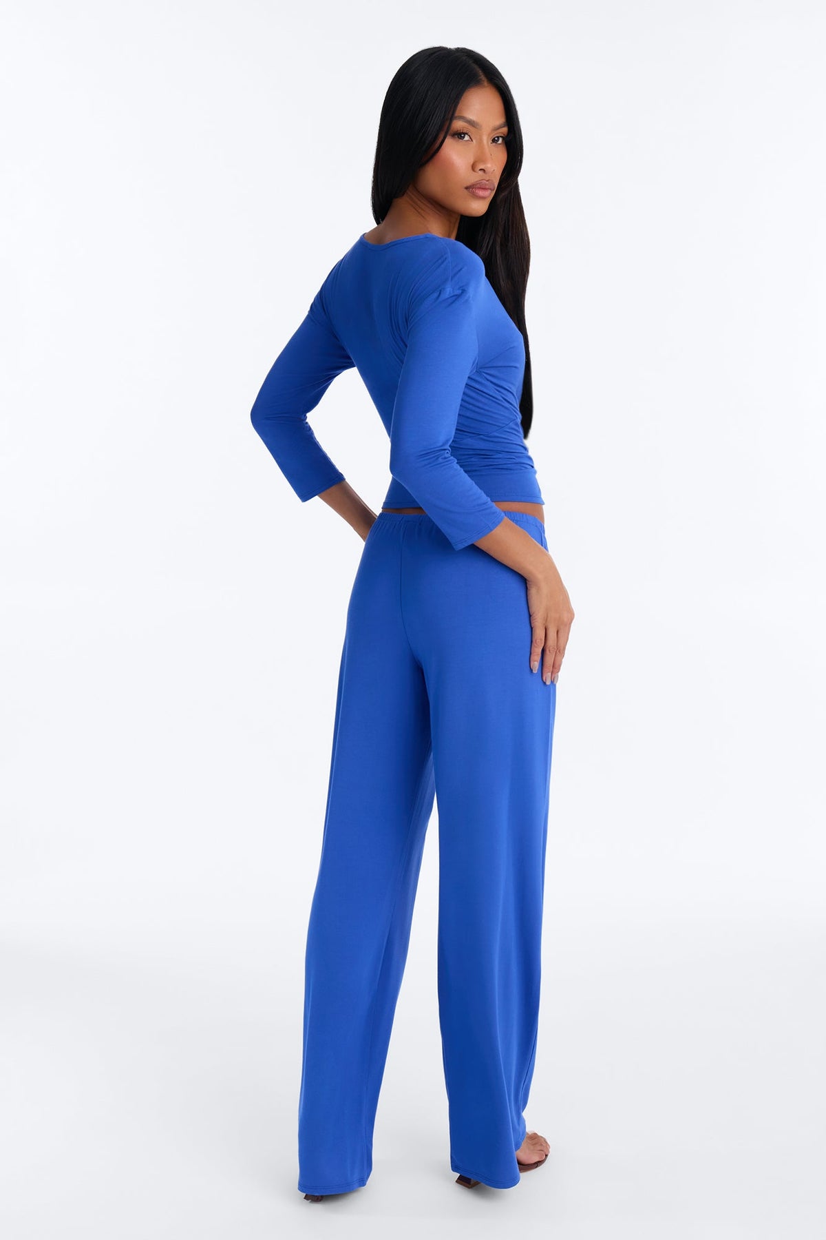 Frankie 3/4 Sleeve Pant Set - Blue