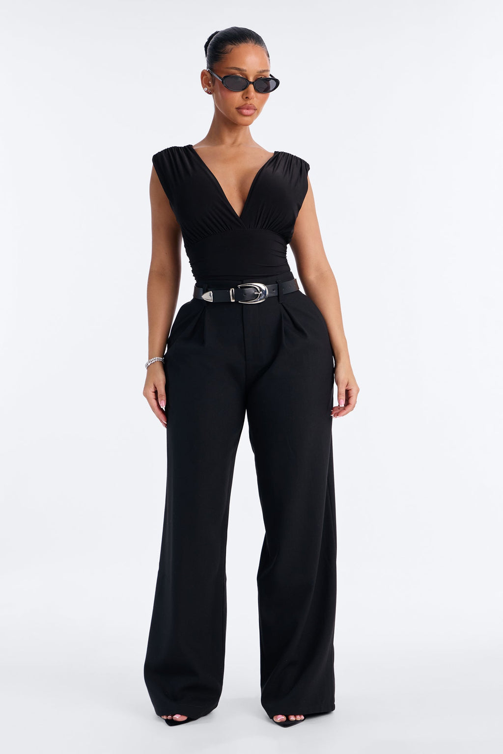 Financial Goals Wide Leg Trouser Pant 32″ - Black