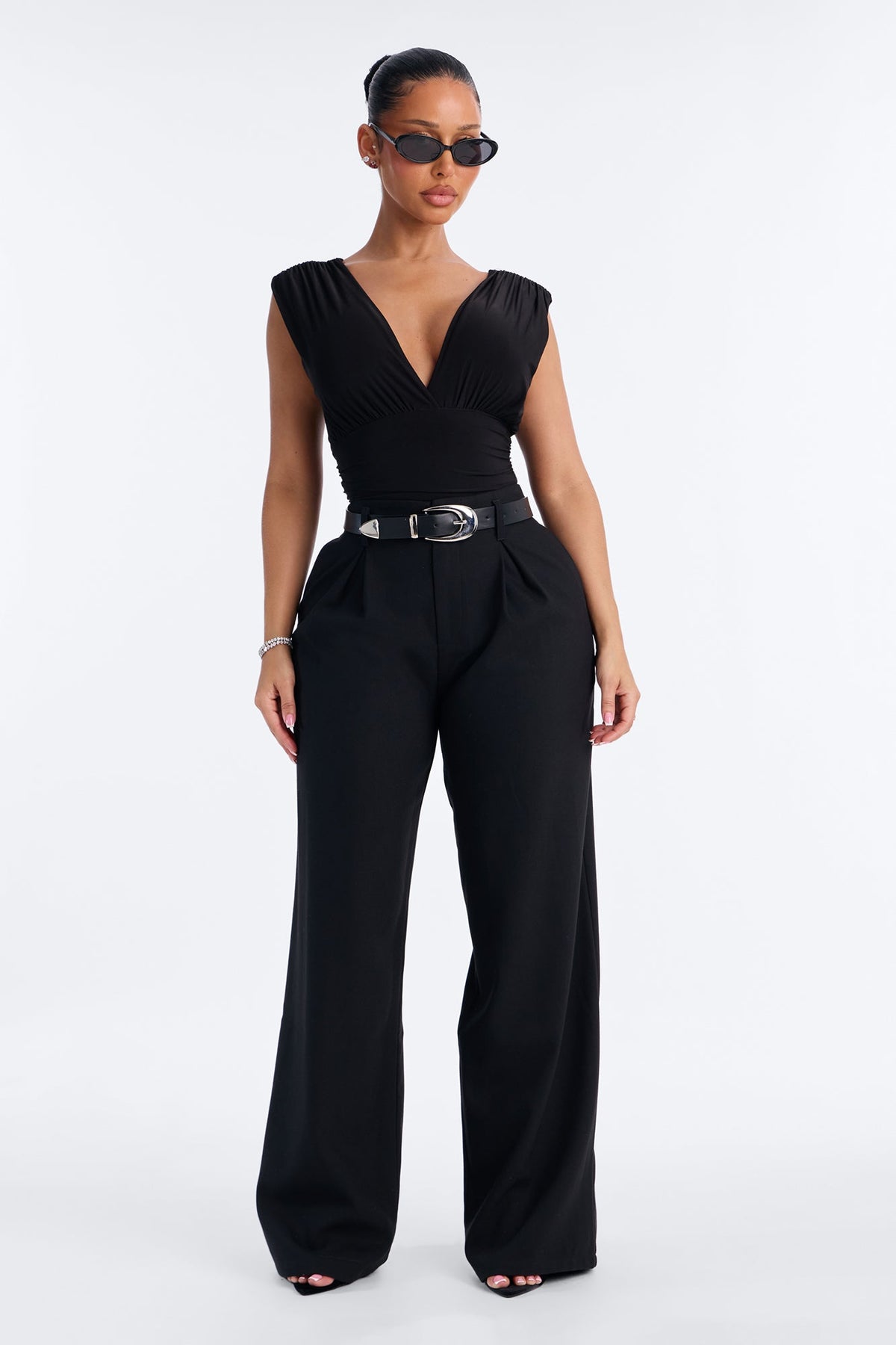 Financial Goals Wide Leg Trouser Pant 32″ - Black