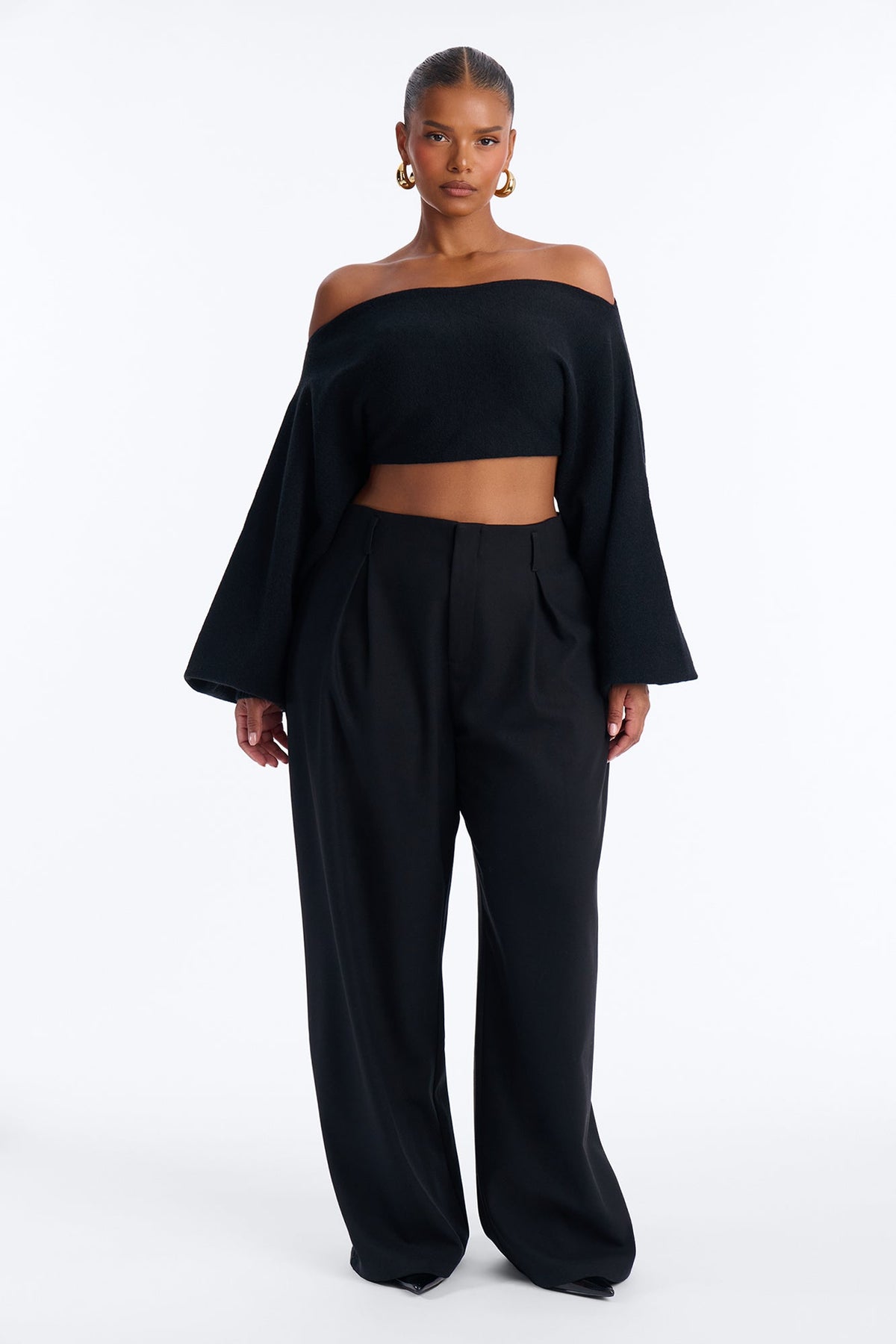 Financial Goals Wide Leg Trouser Pant 32″ - Black