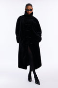 Fiona Faux Fur Frog Clasp Maxi Coat - Black