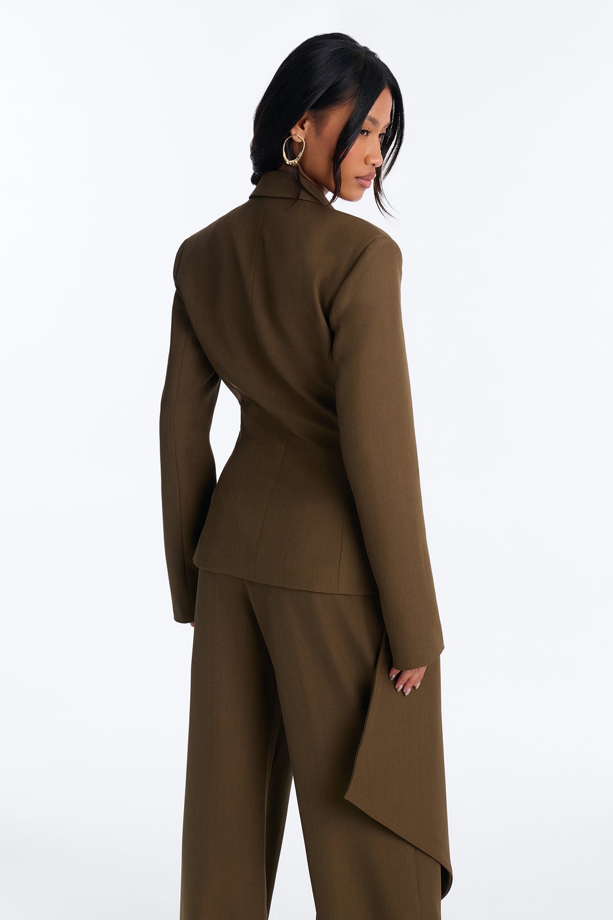 Khloe Layered Wrap Top Blazer - Olive
