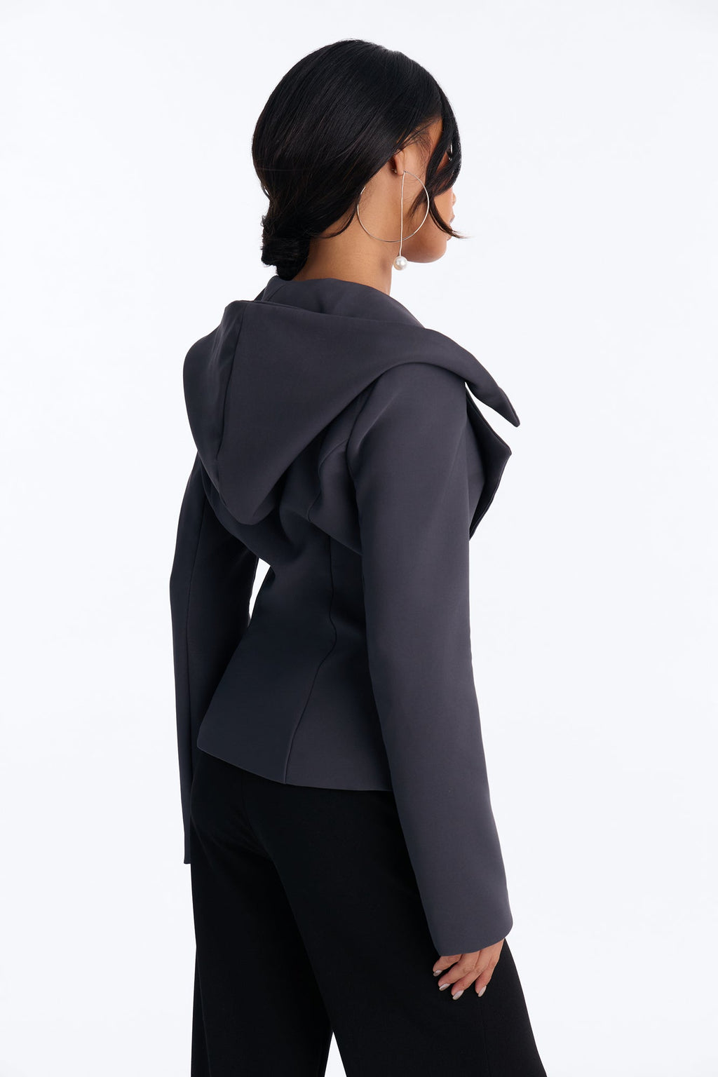 Kourtney Double Breasted Hooded Blazer - Charcoal