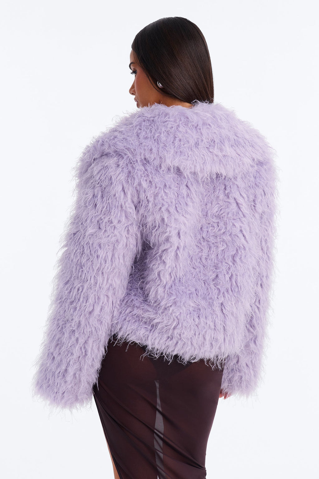 Flora Faux Fur Shaggy Coat - Lavender