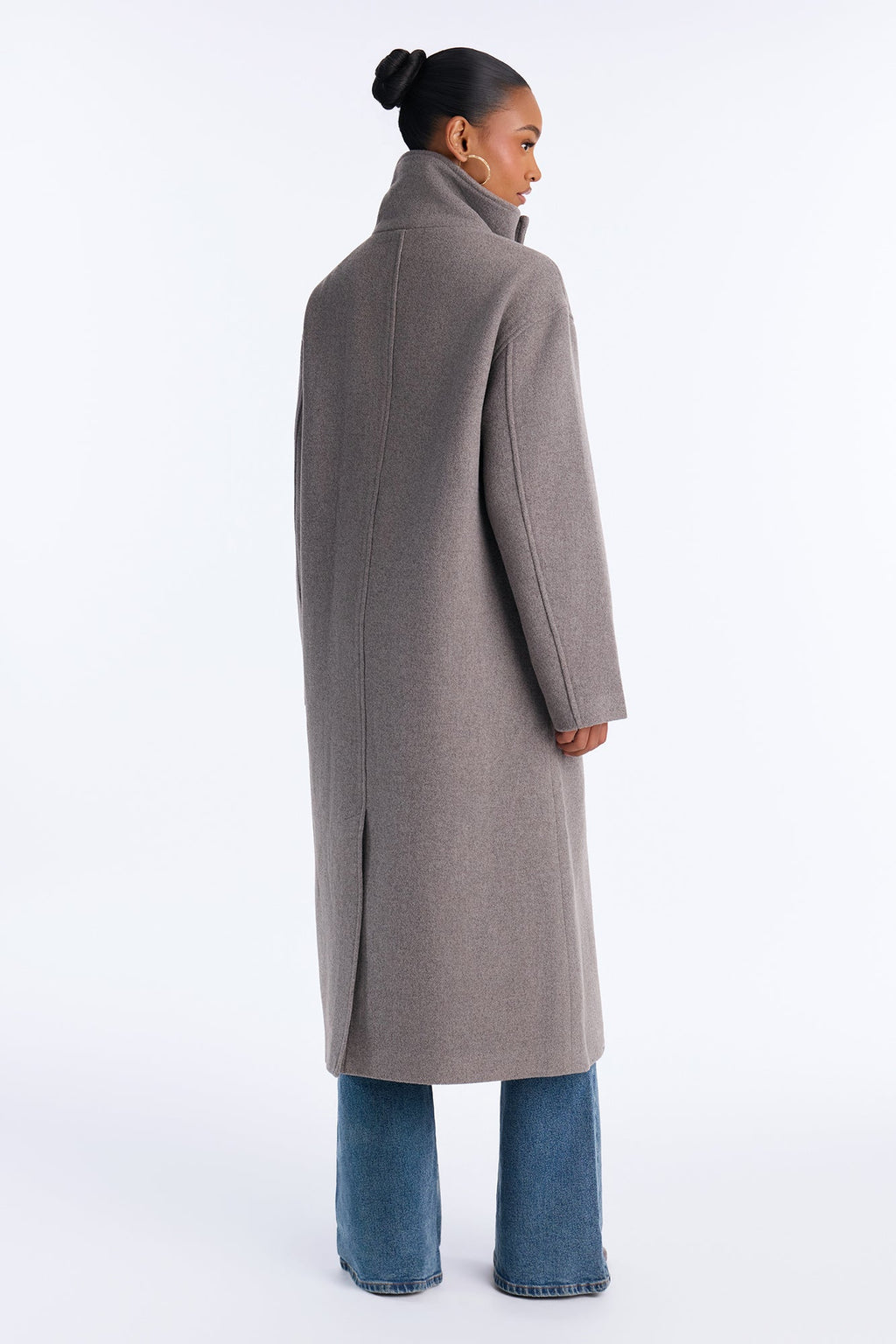 Winter Ready Wool Blend Funnel Neck Maxi Coat - Heather Grey