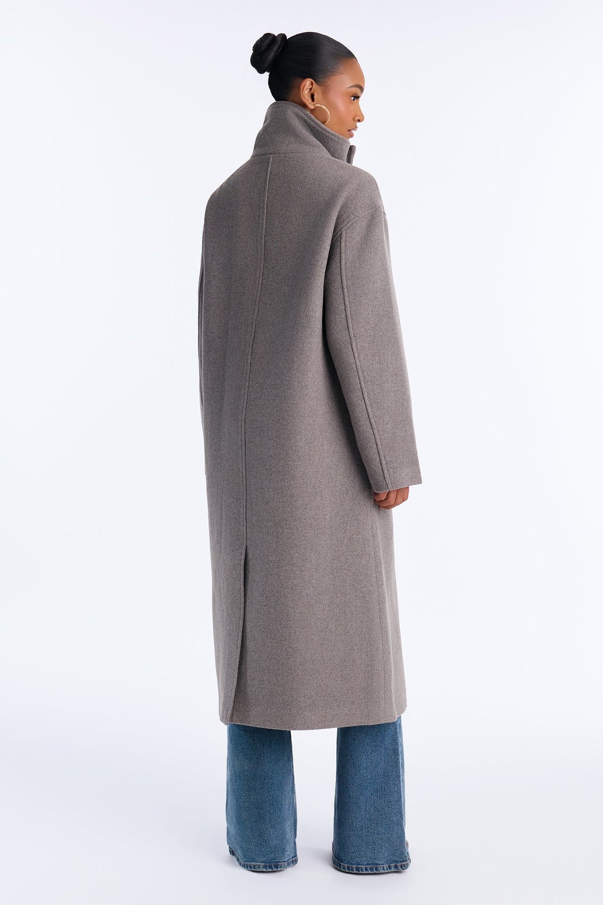 Winter Ready Wool Blend Funnel Neck Maxi Coat - Heather Grey