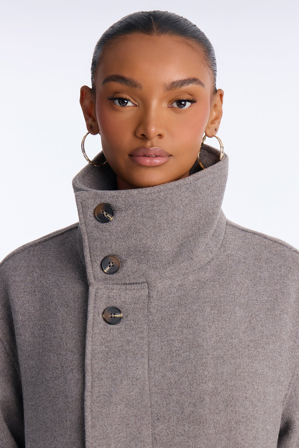 Winter Ready Wool Blend Funnel Neck Maxi Coat - Heather Grey