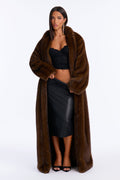 Keeping Cozy Two Tone Faux Fur Coat - Brown