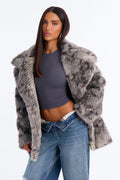 Keep Me Warm Faux Fur Snakeskin Coat - Grey/combo