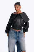 Ready Or Not Faux Leather Cropped Moto Jacket - Black