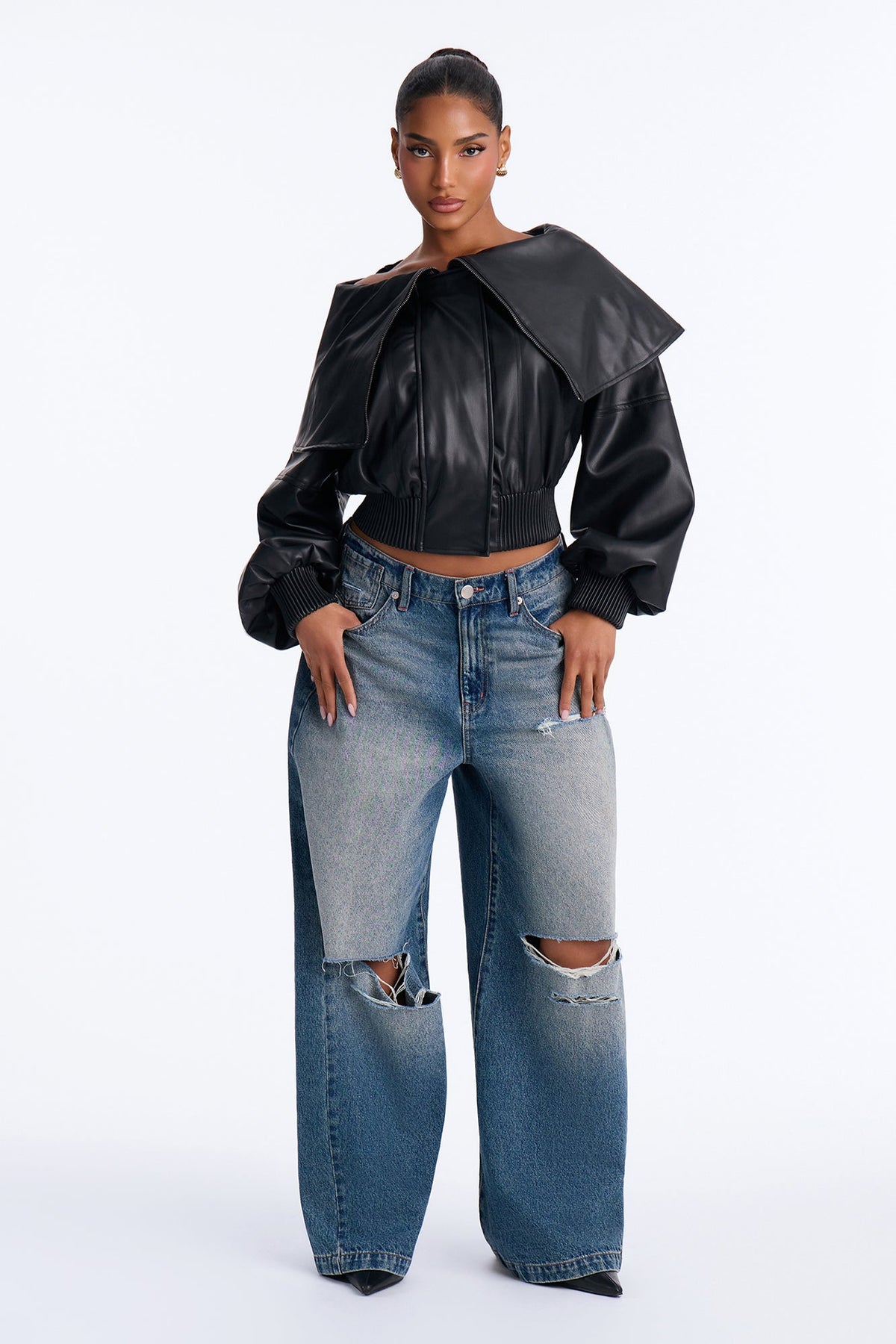 Ready Or Not Faux Leather Cropped Moto Jacket - Black