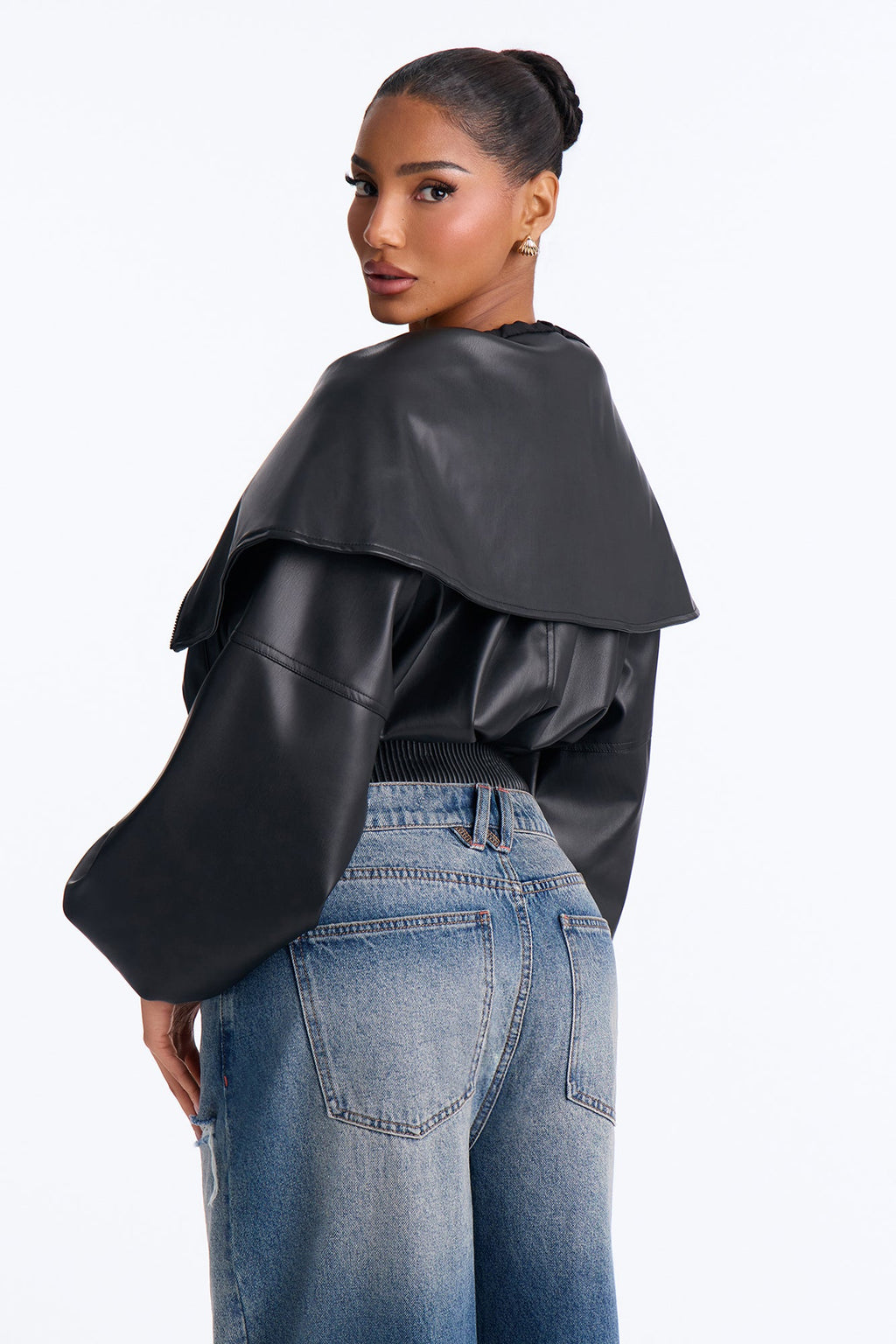 Ready Or Not Faux Leather Cropped Moto Jacket - Black