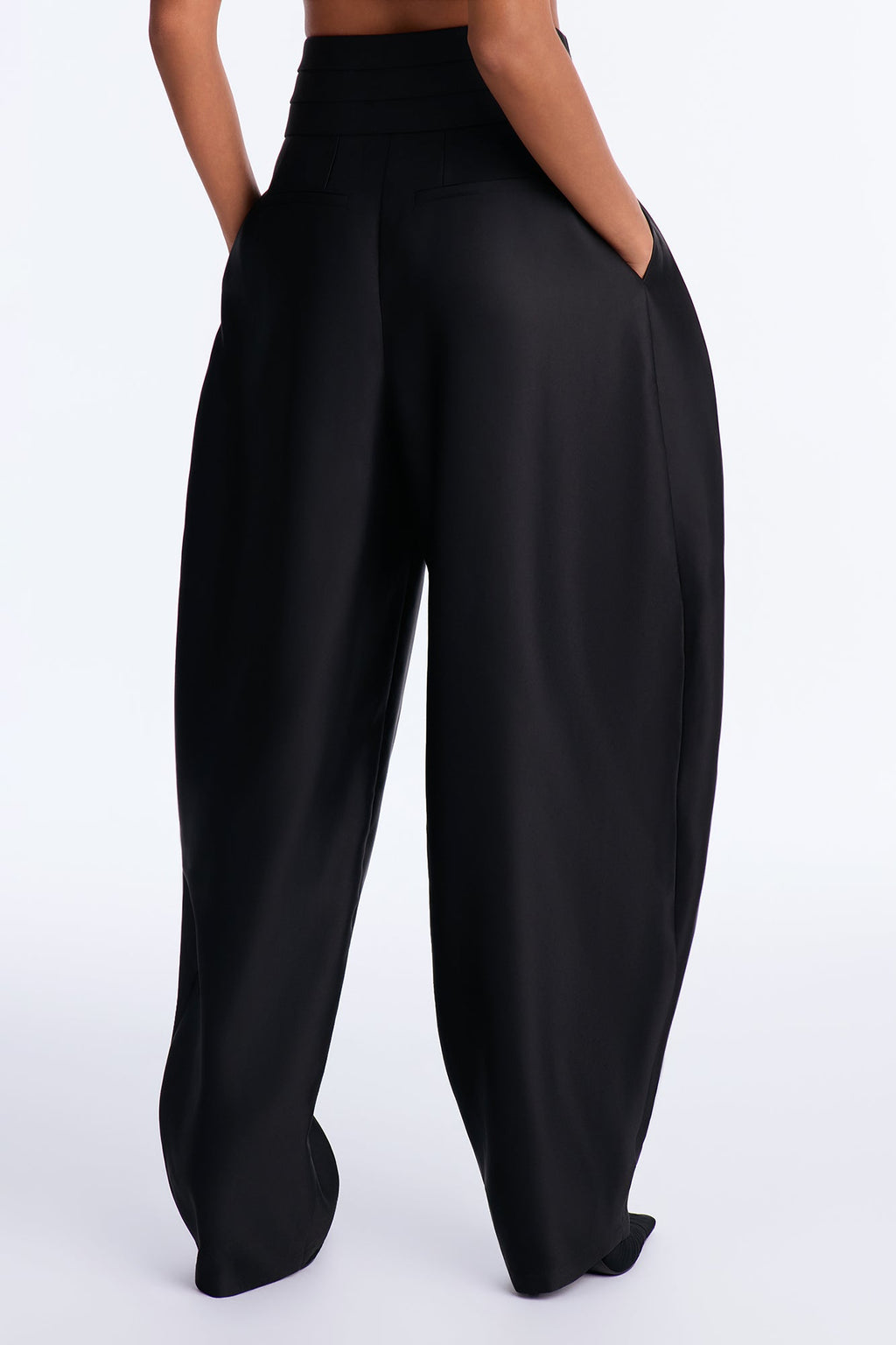 Lex Satin Crossover Tuxedo Trouser - Black