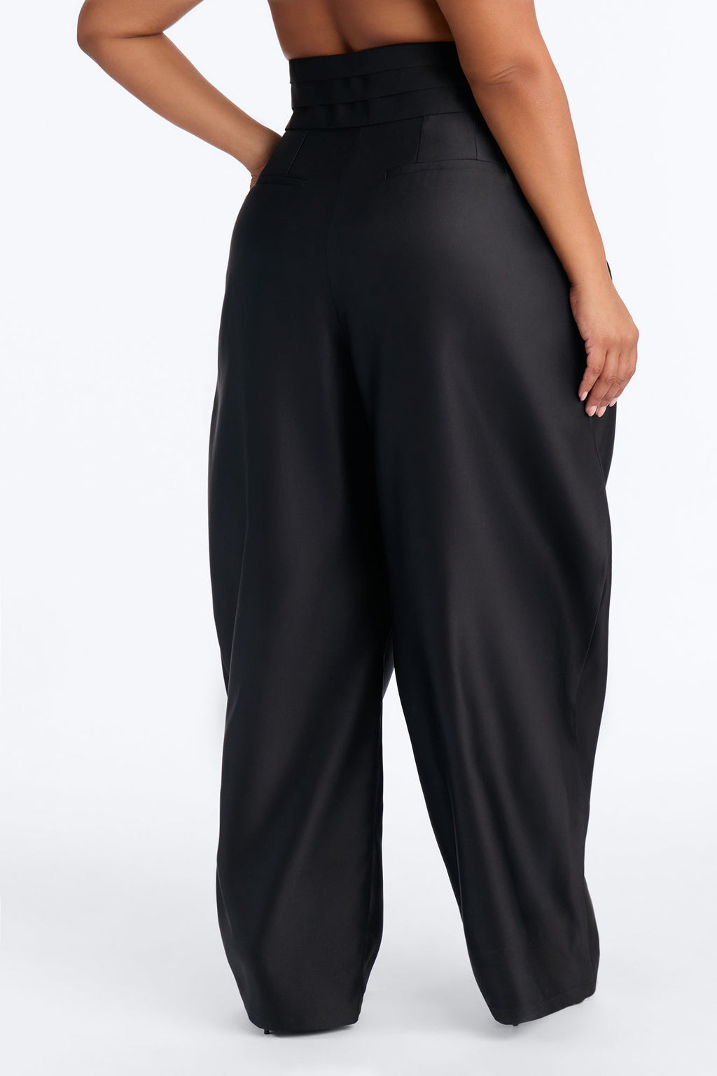 Lex Satin Crossover Tuxedo Trouser - Black