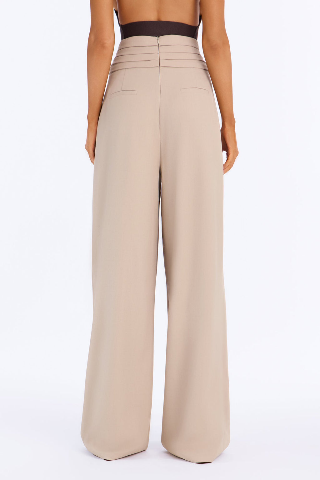 Well Kept Pleated Waistband Wide Leg Trouser - Stone